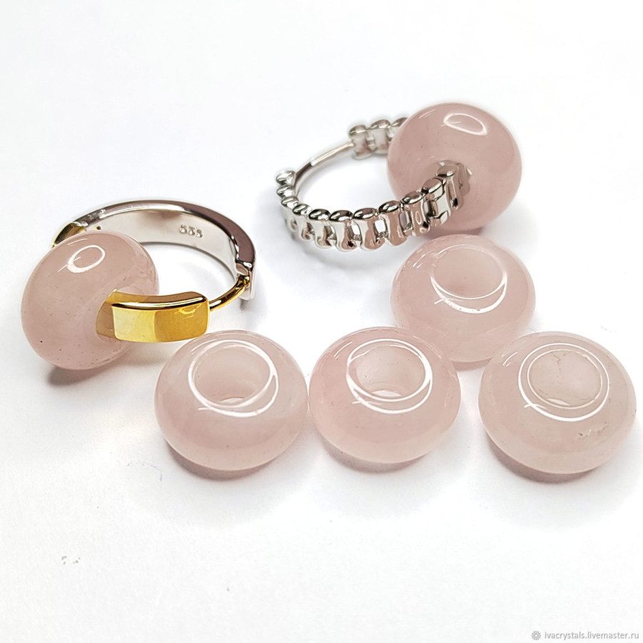 Розовый кварц подвеска бублик 14 мм, ШТУКА