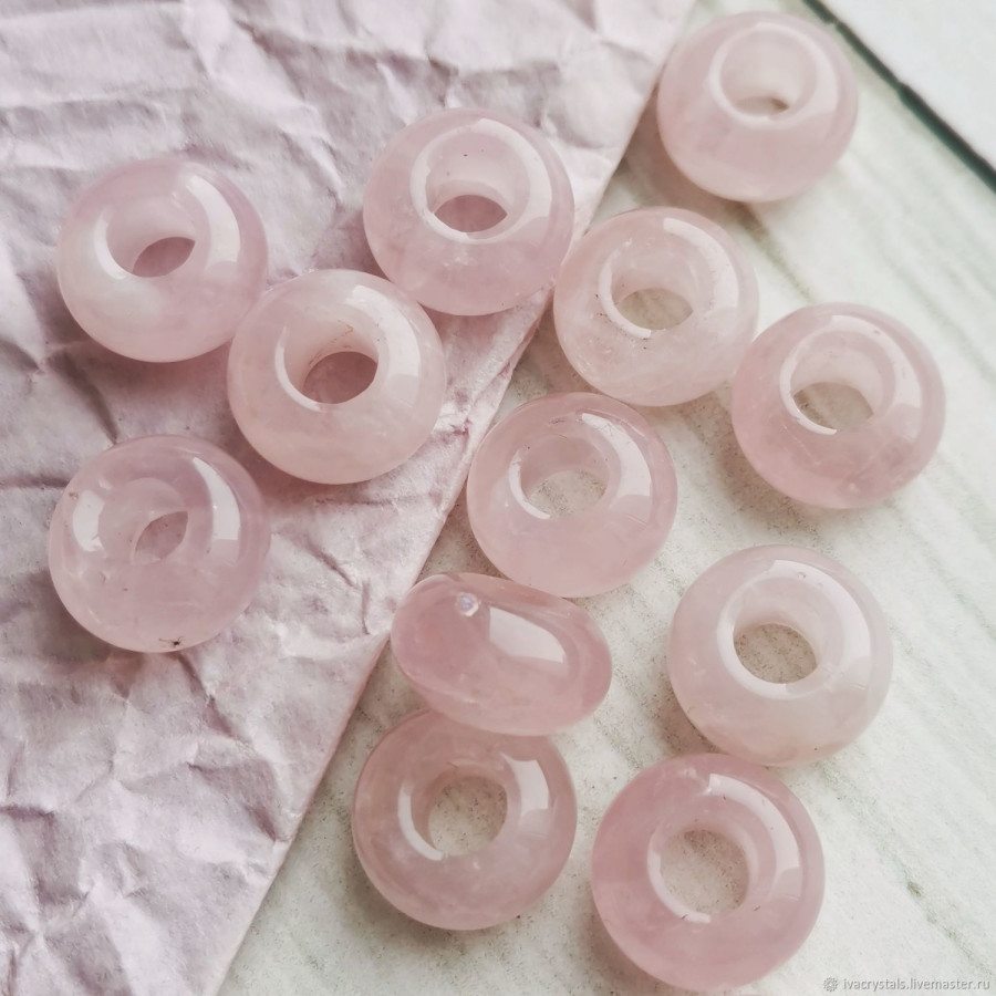 Розовый кварц подвеска бублик 14 мм, ШТУКА