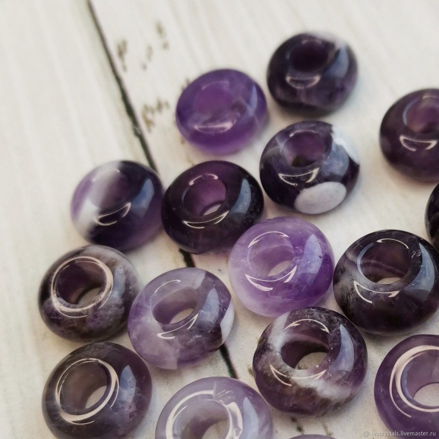 Аметист 14 мм подвеска бублик, ШТУКА
