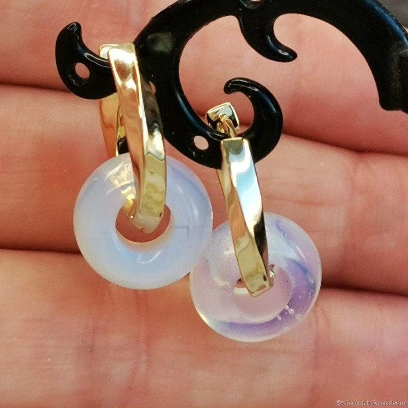 Лунный камень 14 мм подвеска бублик, ШТУКА