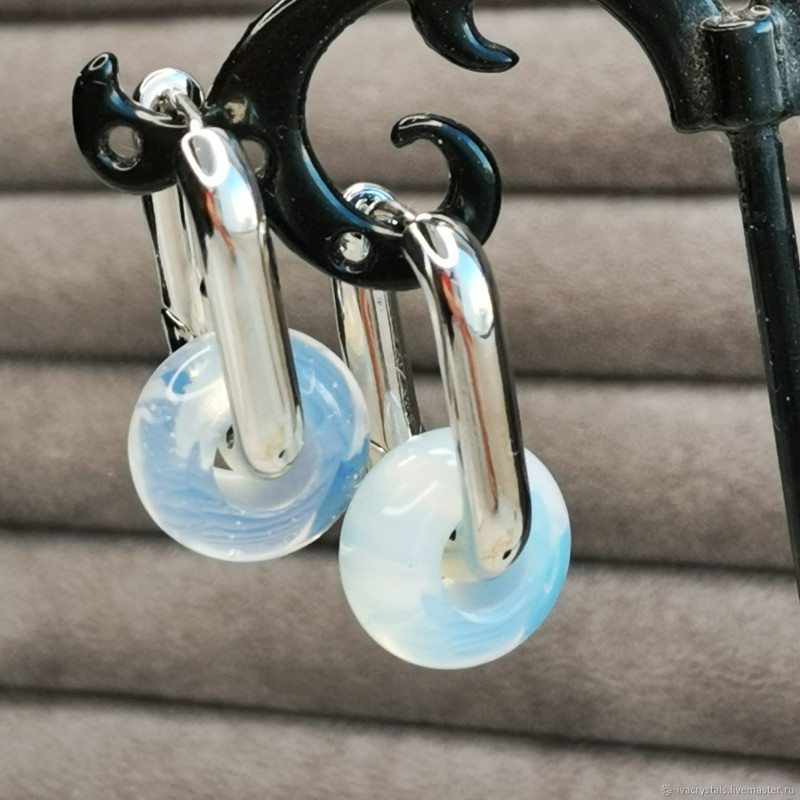 Лунный камень 14 мм подвеска бублик, ШТУКА