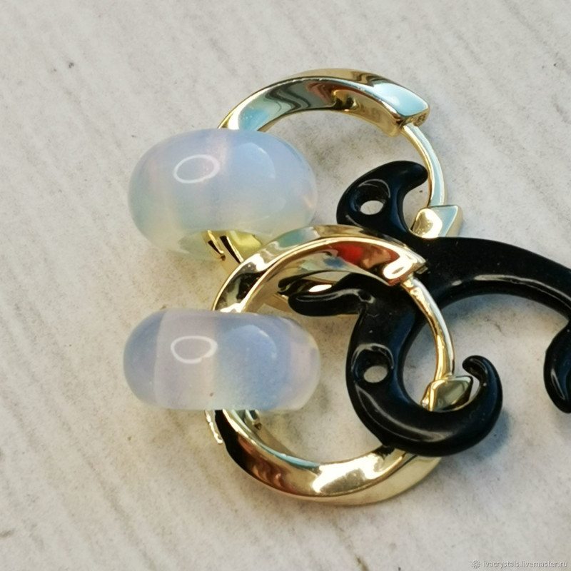 Лунный камень 14 мм подвеска бублик, ШТУКА