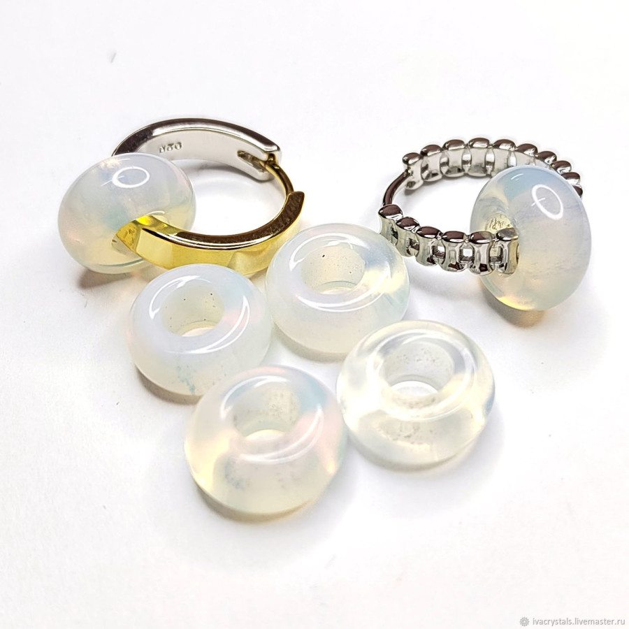 Лунный камень 14 мм подвеска бублик, ШТУКА