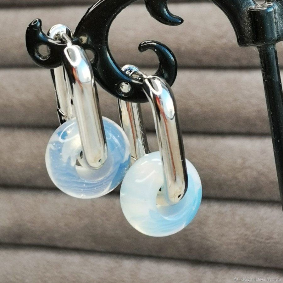 Лунный камень 14 мм подвеска бублик, ШТУКА