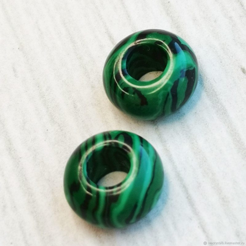 Малахит 14 мм подвеска бублик (имитация), ШТУКА