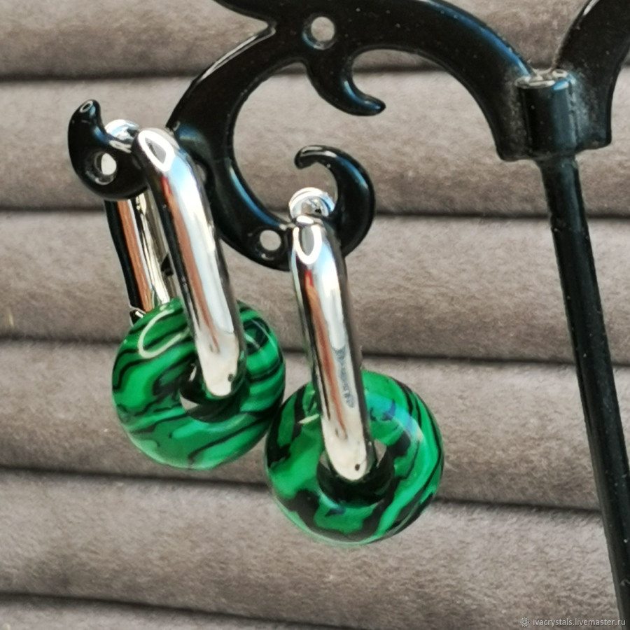 Малахит 14 мм подвеска бублик (имитация), ШТУКА