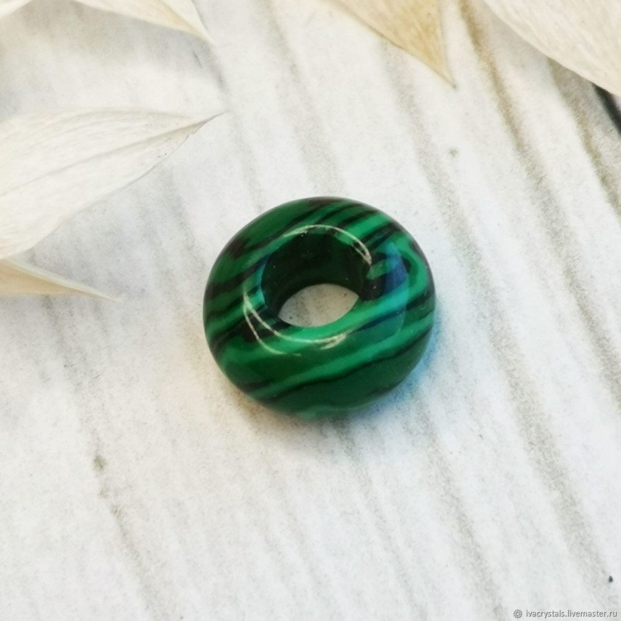 Малахит 14 мм подвеска бублик (имитация), ШТУКА