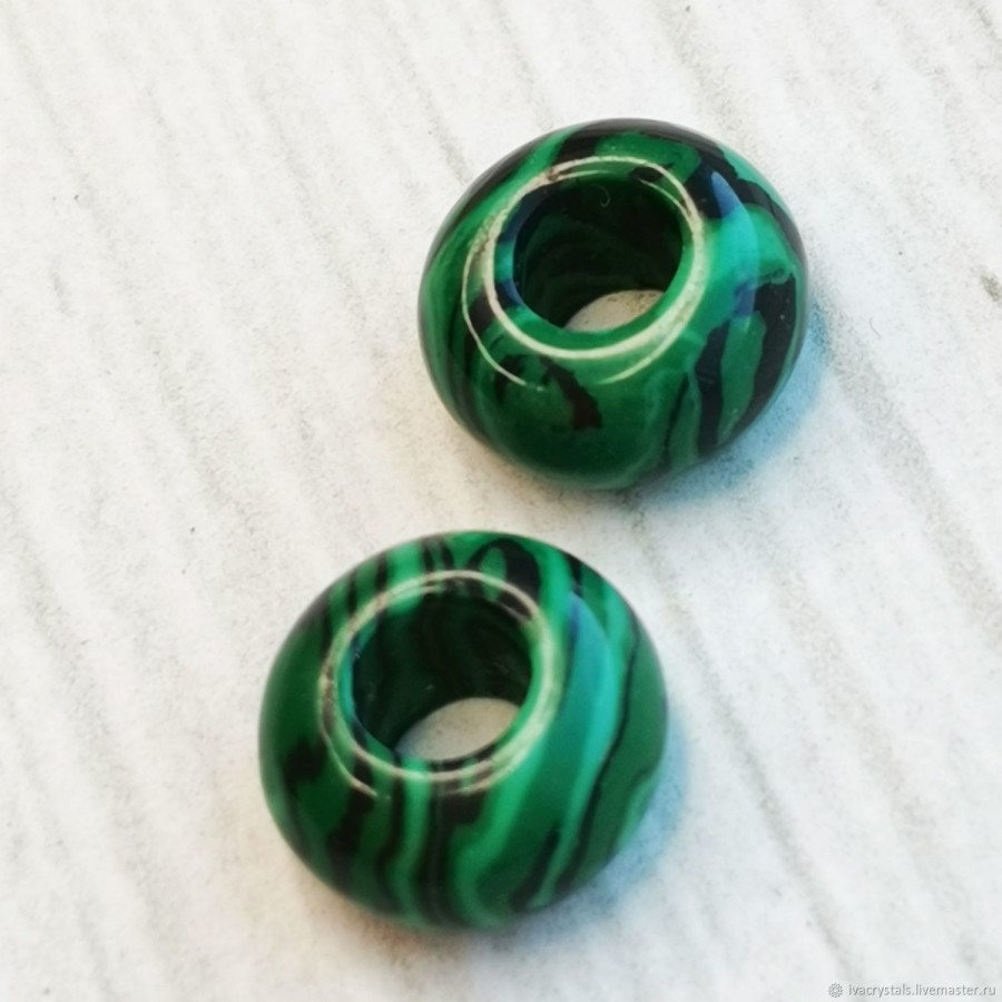Малахит 14 мм подвеска бублик (имитация), ШТУКА