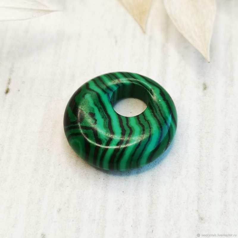 Малахит 18 мм подвеска бублик, ШТУКА