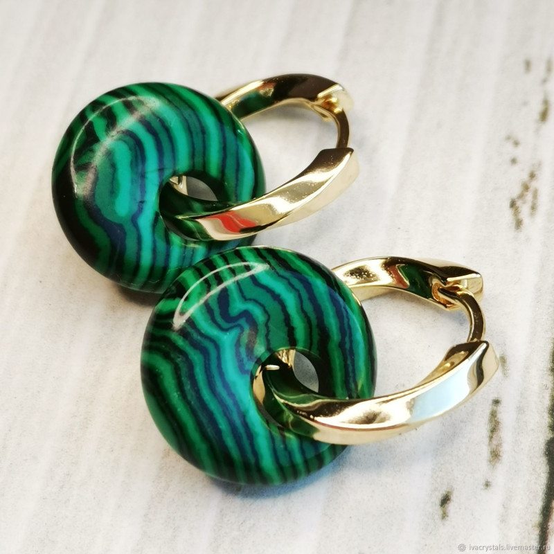 Малахит 18 мм подвеска бублик, ШТУКА