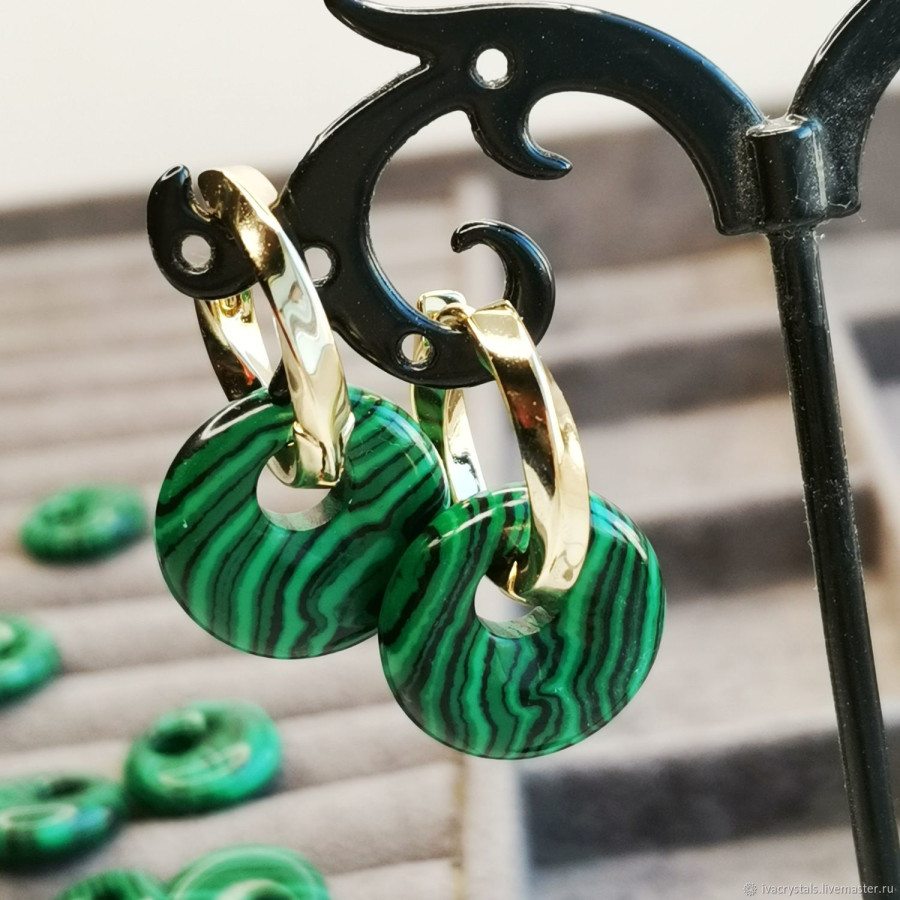 Малахит 18 мм подвеска бублик, ШТУКА