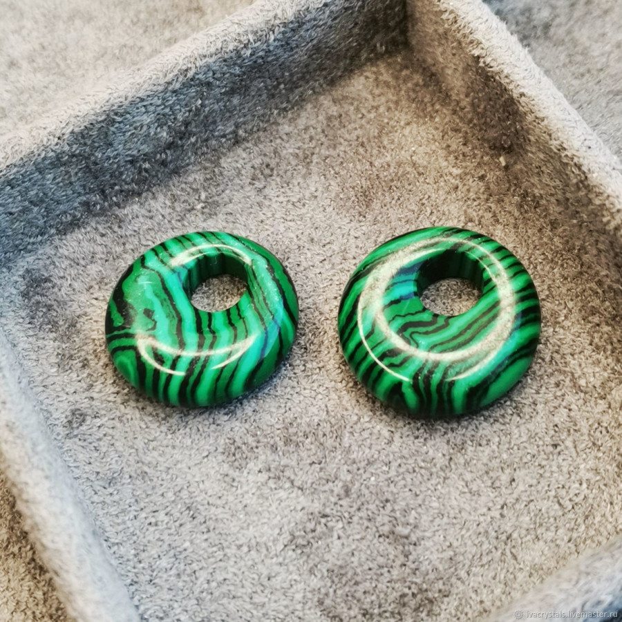 Малахит 18 мм подвеска бублик, ШТУКА
