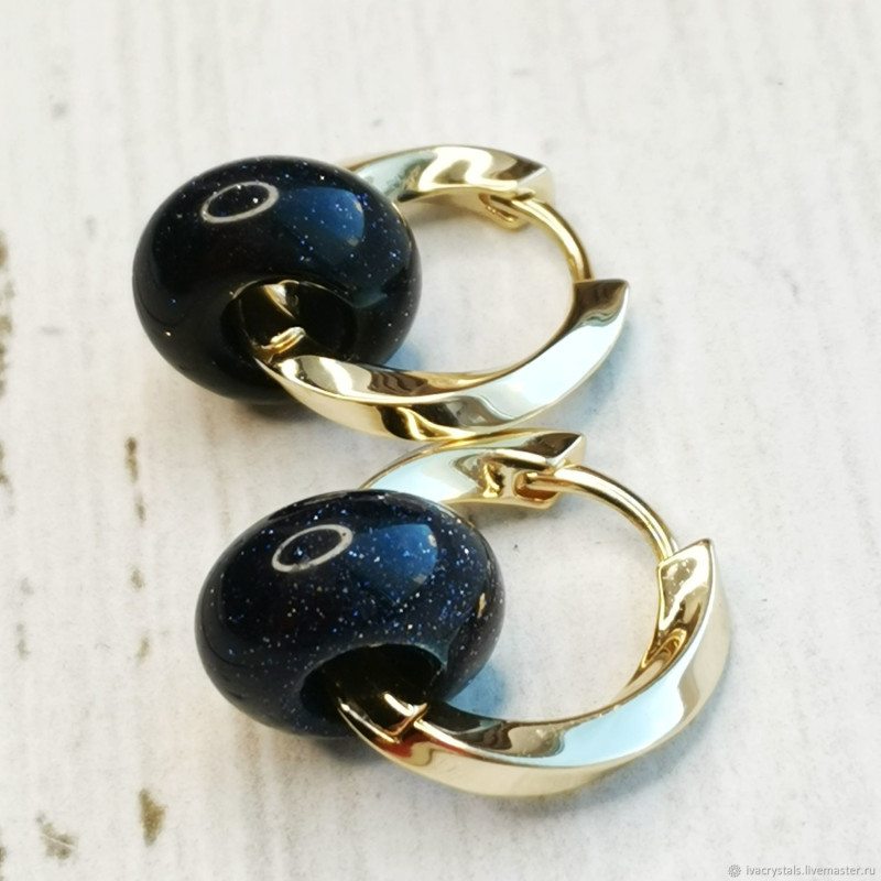 Авантюрин синий подвеска бублик 14 мм, ШТУКА