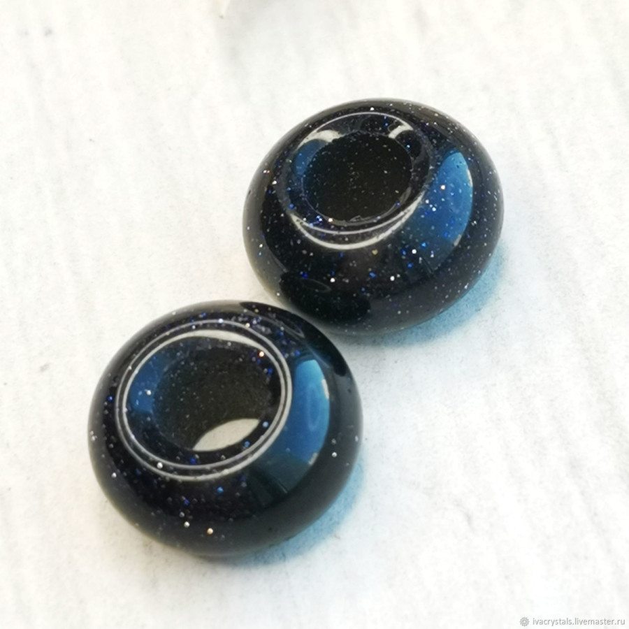 Авантюрин синий подвеска бублик 14 мм, ШТУКА