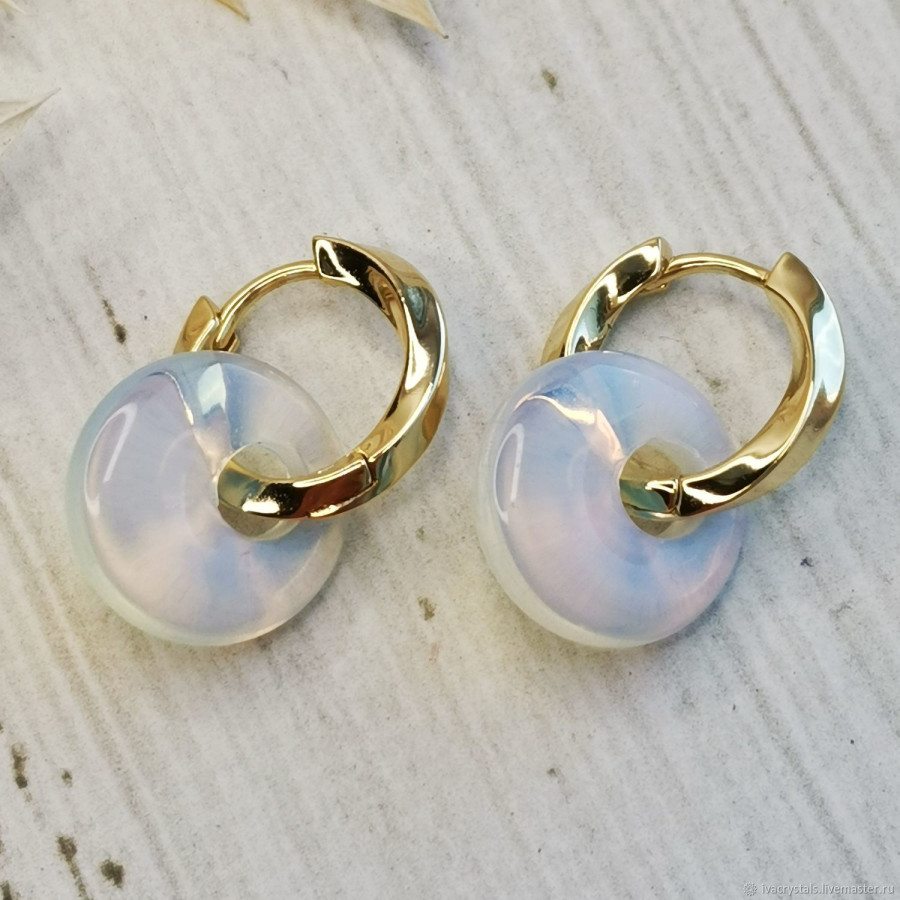 Лунный камень 18 мм подвеска бублик, ШТУКА