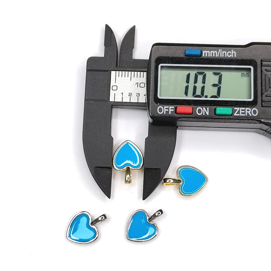 Подвеска Сердце 14х10 мм с голубой эмалью, штука