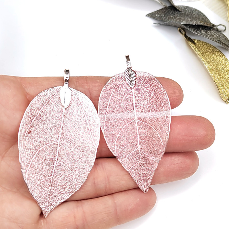 Лист скелетированный 45-60 мм металлический, цвет Розовый, штука