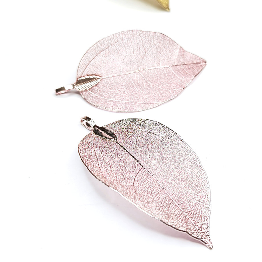 Лист скелетированный 45-60 мм металлический, цвет Розовый, штука