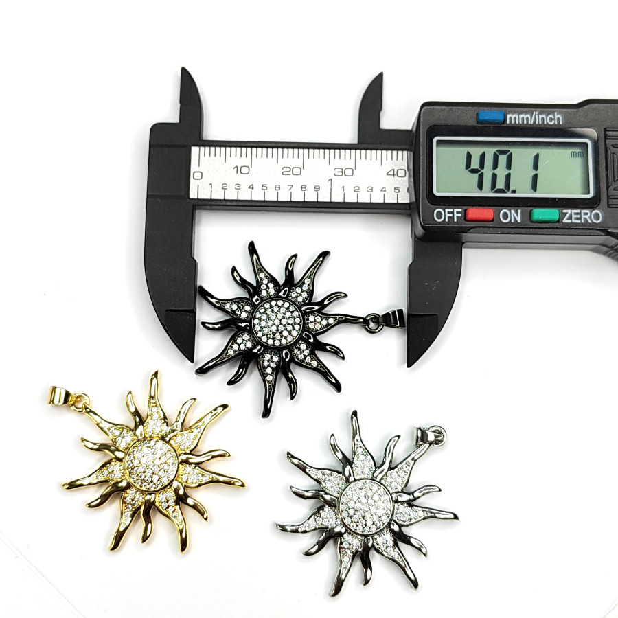 Подвеска Солнце 40х33 мм с фианитами, штука