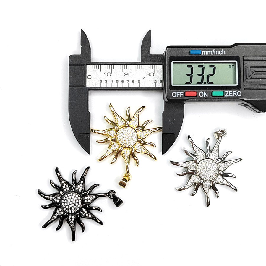 Подвеска Солнце 40х33 мм с фианитами, штука