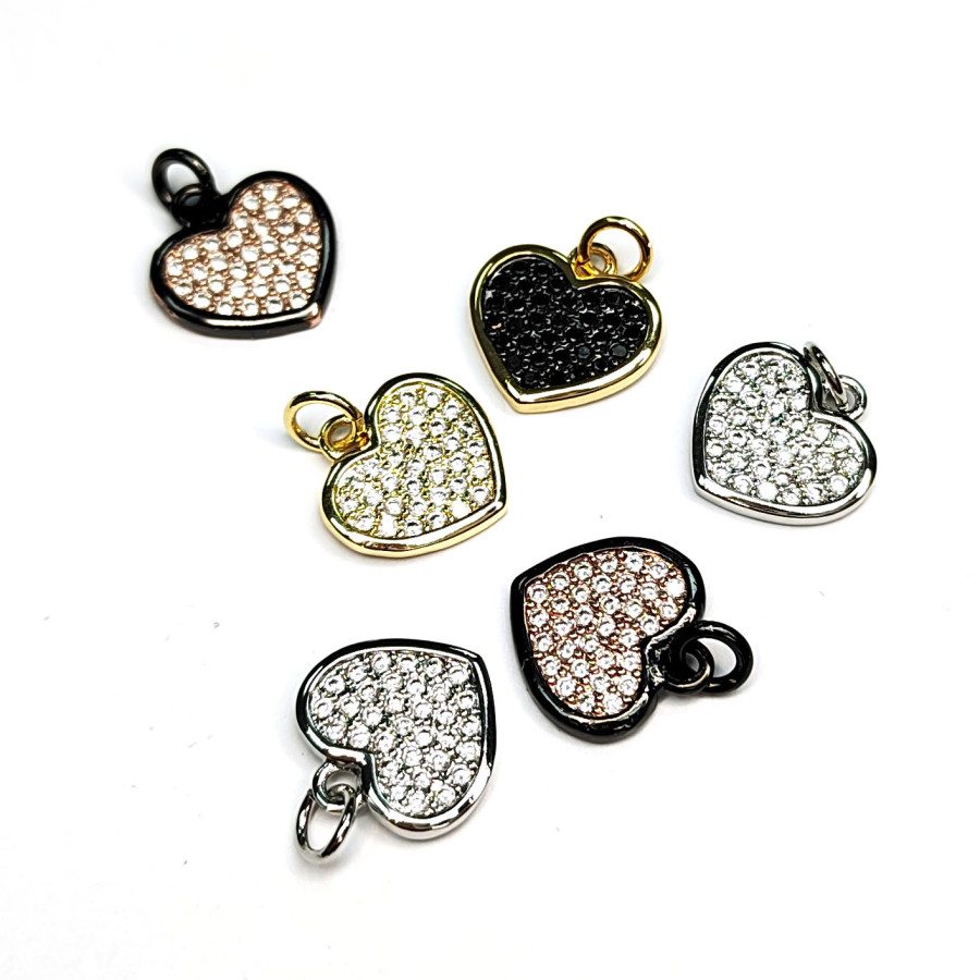 Подвеска Сердце с фианитами, 13 мм