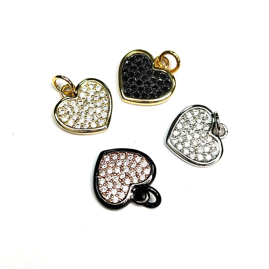 Подвеска Сердце с фианитами, 13 мм