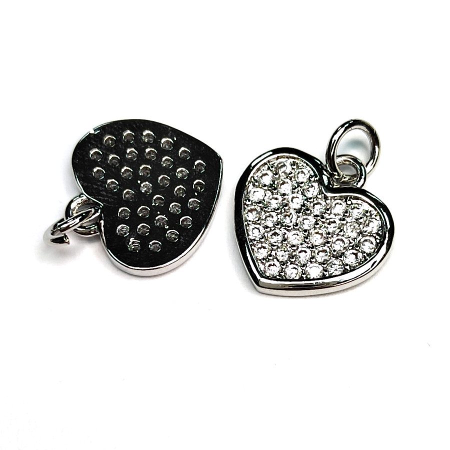 Подвеска Сердце с фианитами, 13 мм