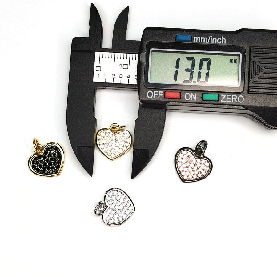 Подвеска Сердце с фианитами, 13 мм