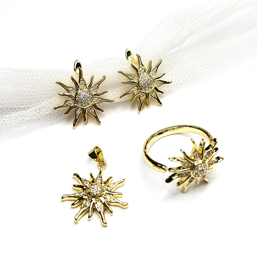 Подвеска кулон Солнце 18 мм с фианитами