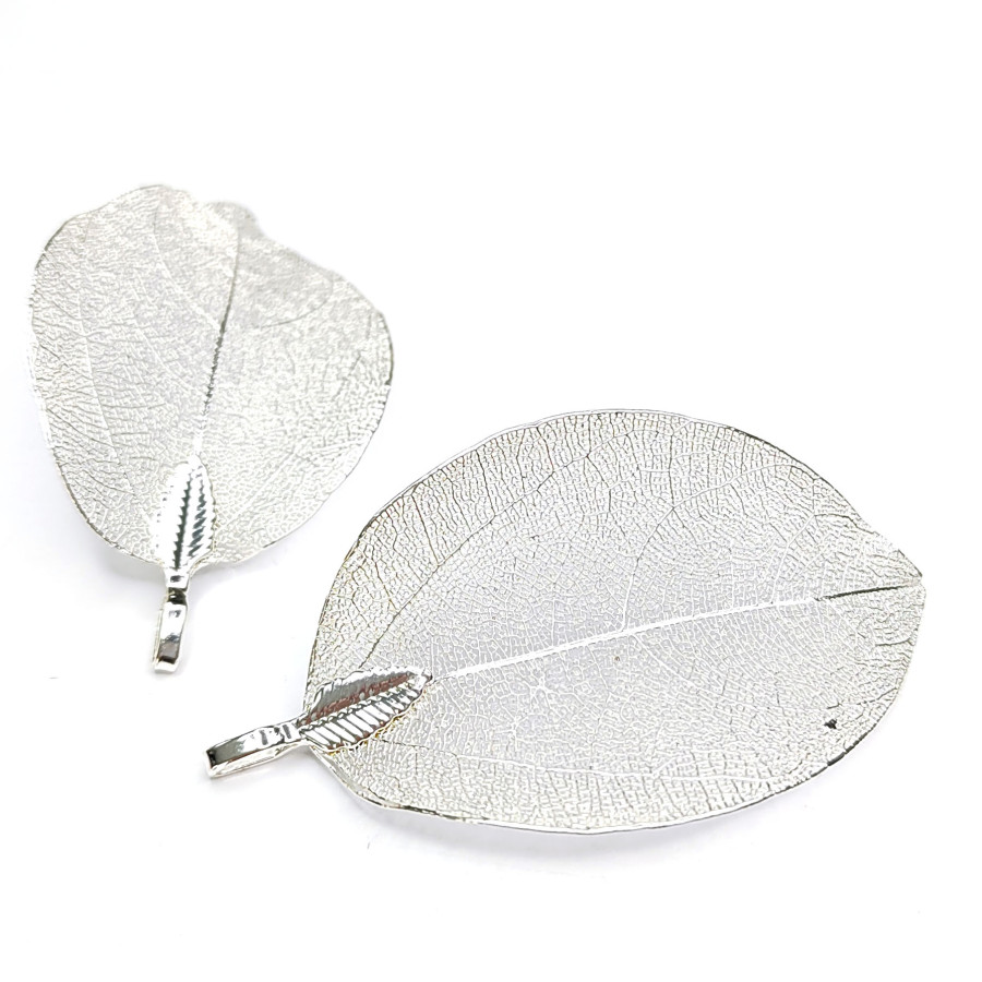 Лист скелетированный 40-60 мм металлический, цвет Светлое серебро, штука