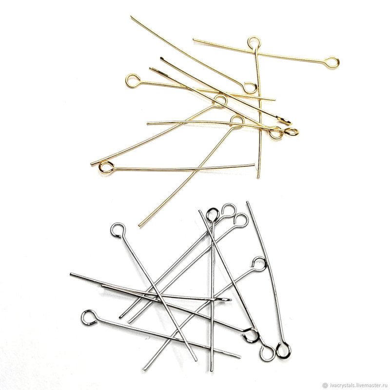 Пины жёсткие с петелькой 35 мм, 10 штук