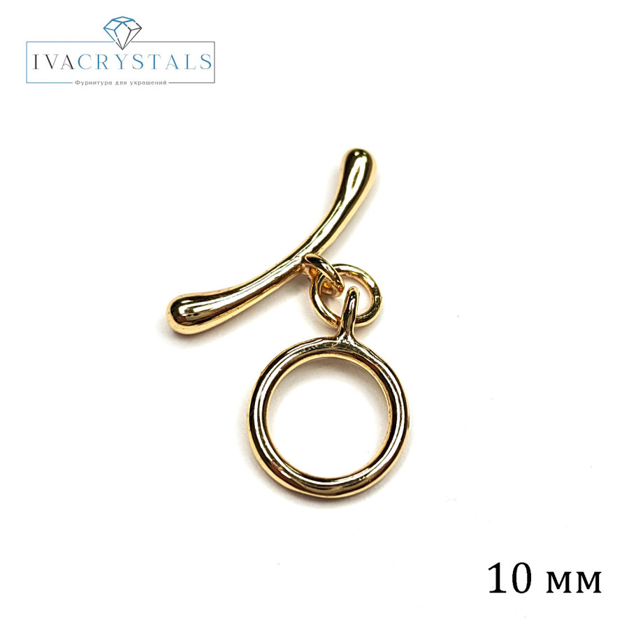 Тогл 10 мм с выгнутой палочкой, штука покрытие Позолота