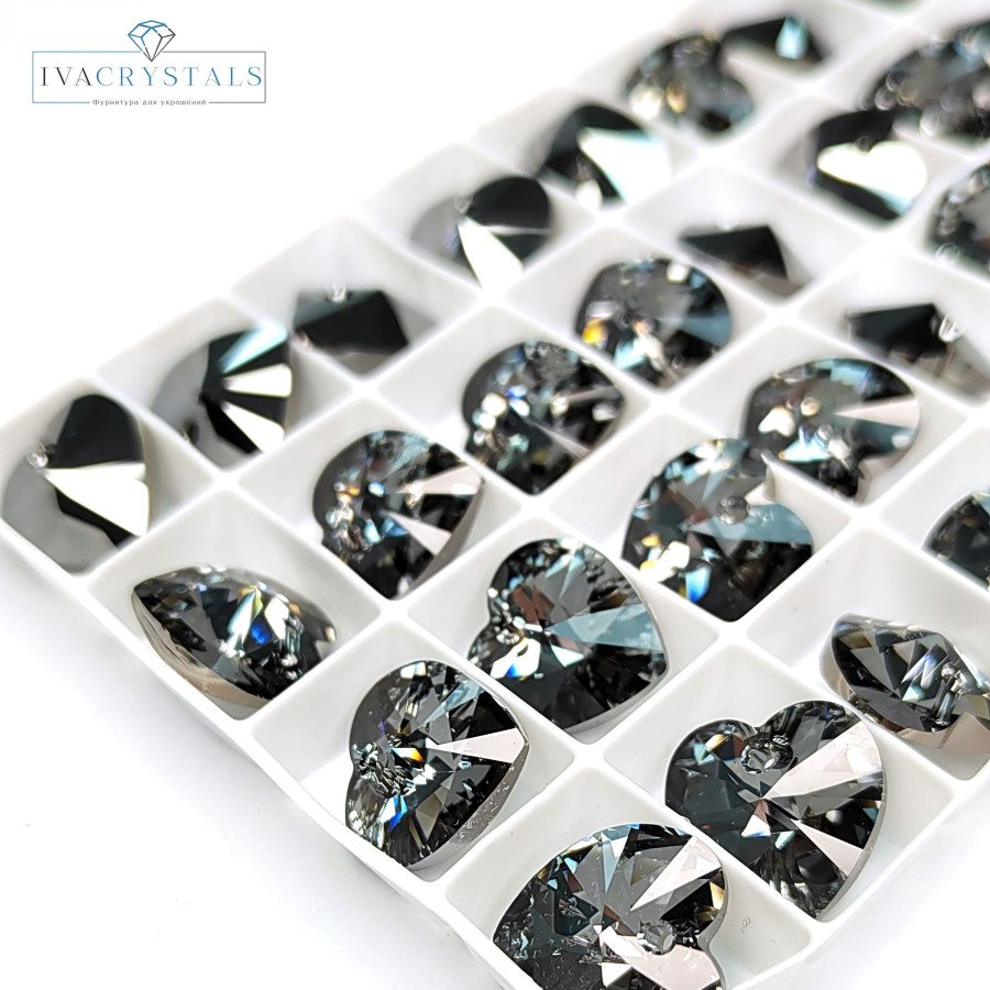 Кристалл 14 мм Сердечко серое Silver Night