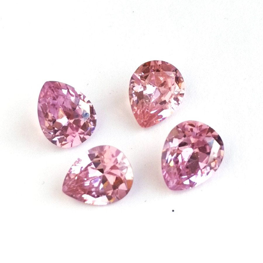 Фианиты Капли розовые 10х8 мм, 10 ШТУК