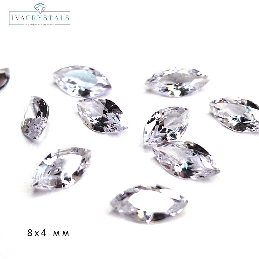 Фианиты Маркиз прозрачные Crystal 8х4 мм, 10 ШТУК