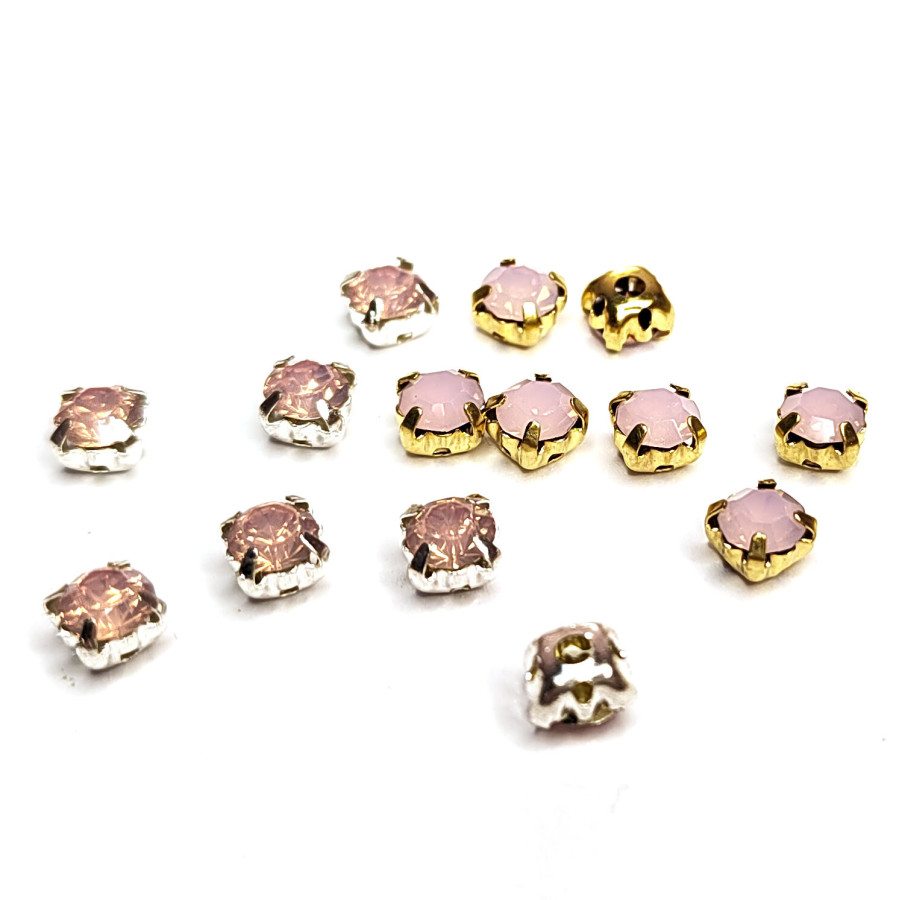Стразы в цапах 5мм, Шатоны розовый опал, 10 ШТУК