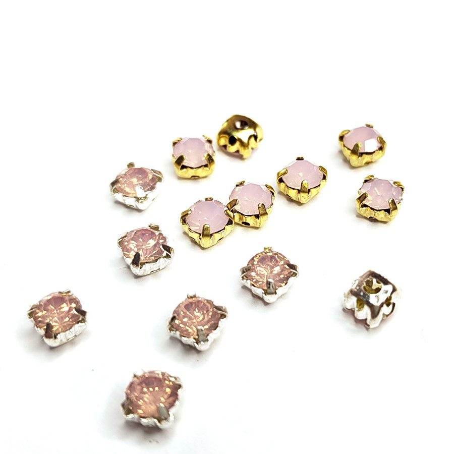 Стразы в цапах 5мм, Шатоны розовый опал, 10 ШТУК