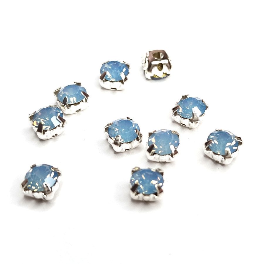 Стразы в цапах 5мм, Шатоны голубой опал, 10 ШТУК
