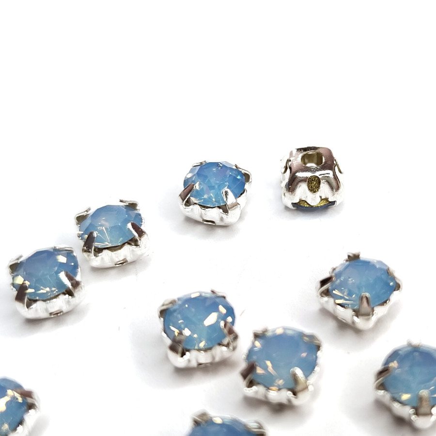 Стразы в цапах 5мм, Шатоны голубой опал, 10 ШТУК
