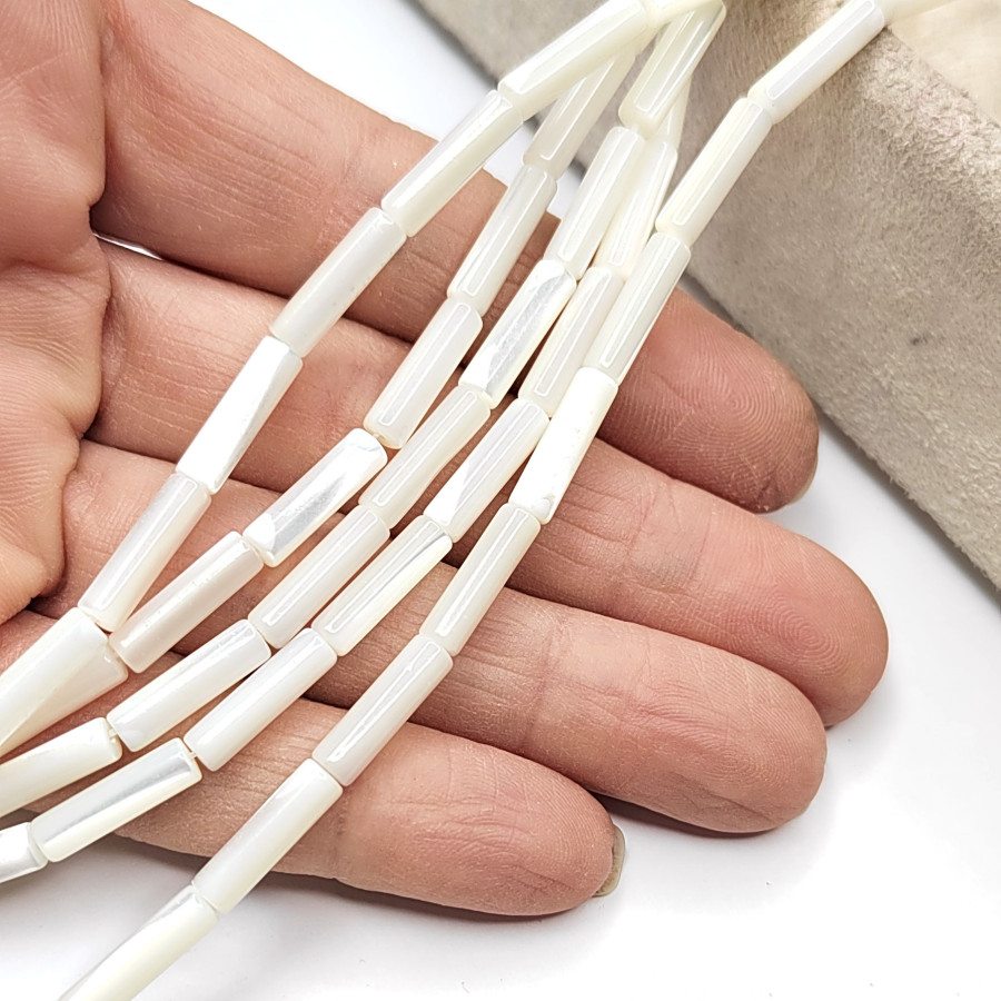 Перламутр натуральный Трубочки 13х4 мм, НИТЬ 40 см