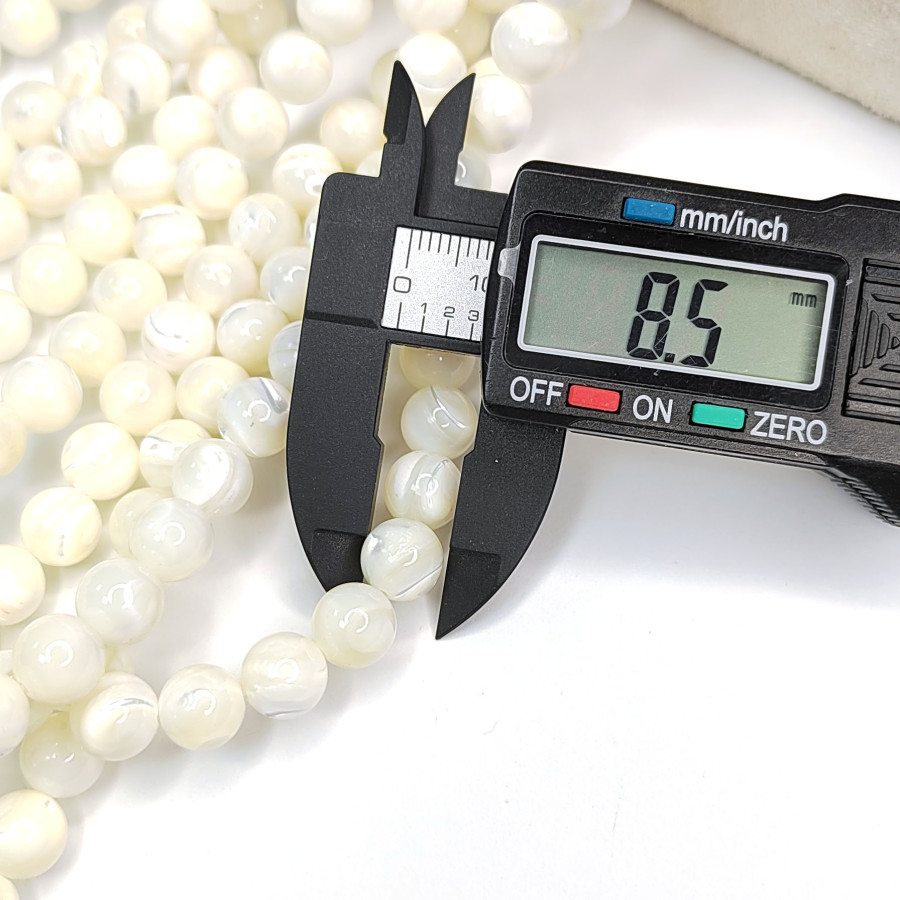 8 мм Перламутр белый натуральный Шар, нить 39 см