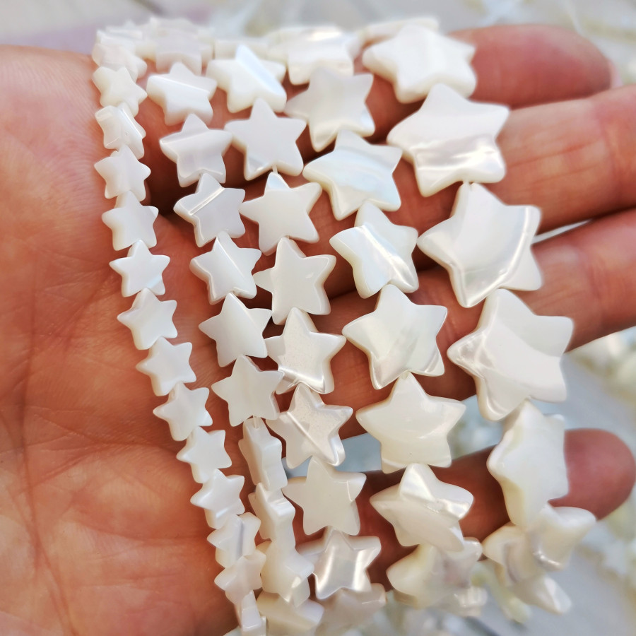 14 мм Перламутр белый натуральный Звезда, ШТУКА