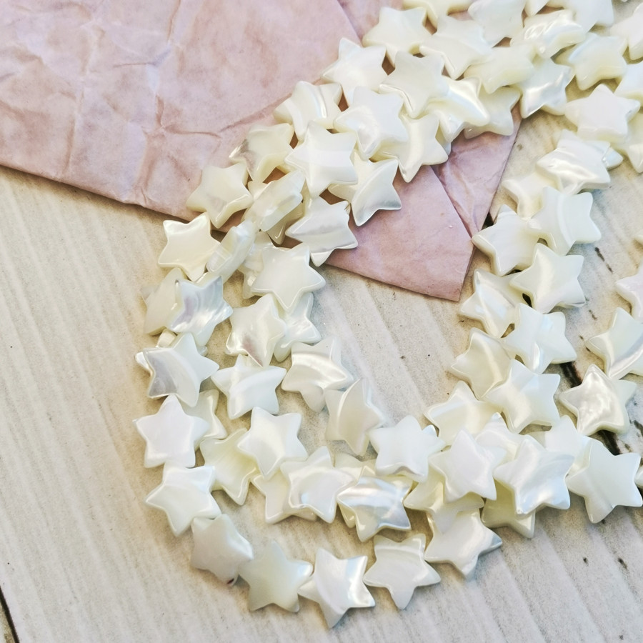 14 мм Перламутр белый натуральный Звезда, ШТУКА Штука