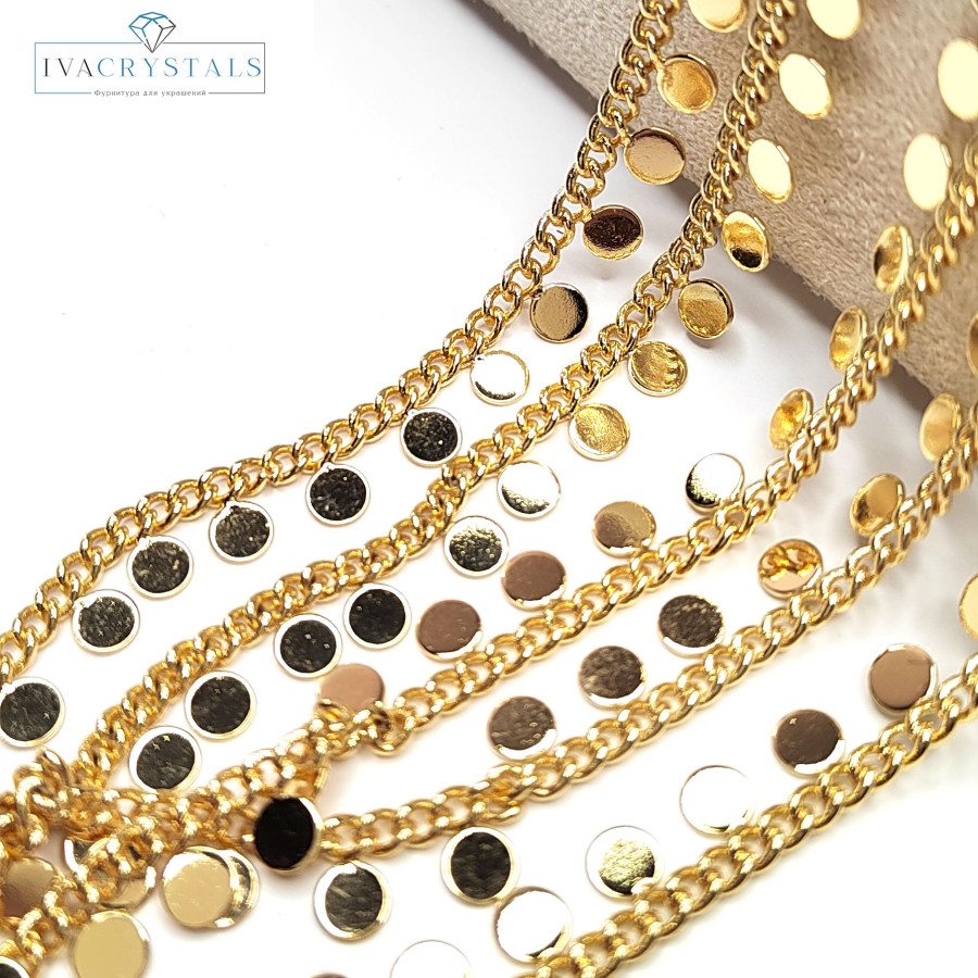 4 мм Цепочка с монетами, 20 см Позолота