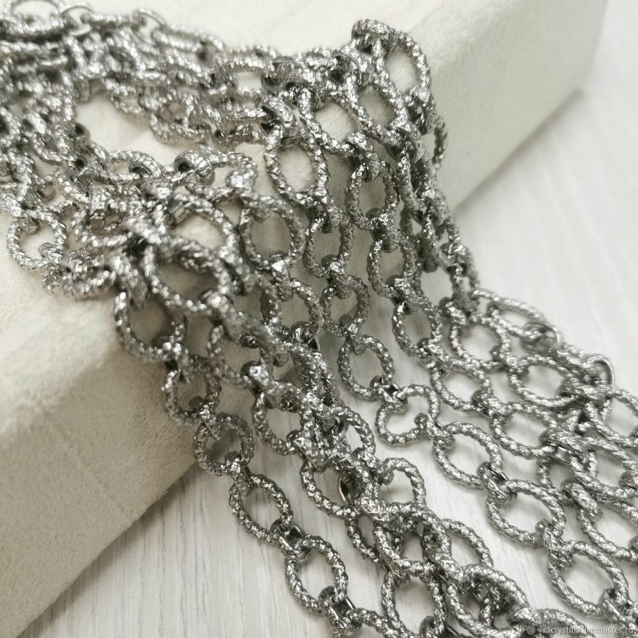 8х10 мм Цепь огранка, 20 см Родий