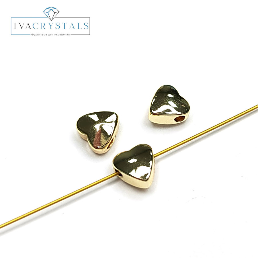 Сердце 6 мм Разделительная бусина Позолота