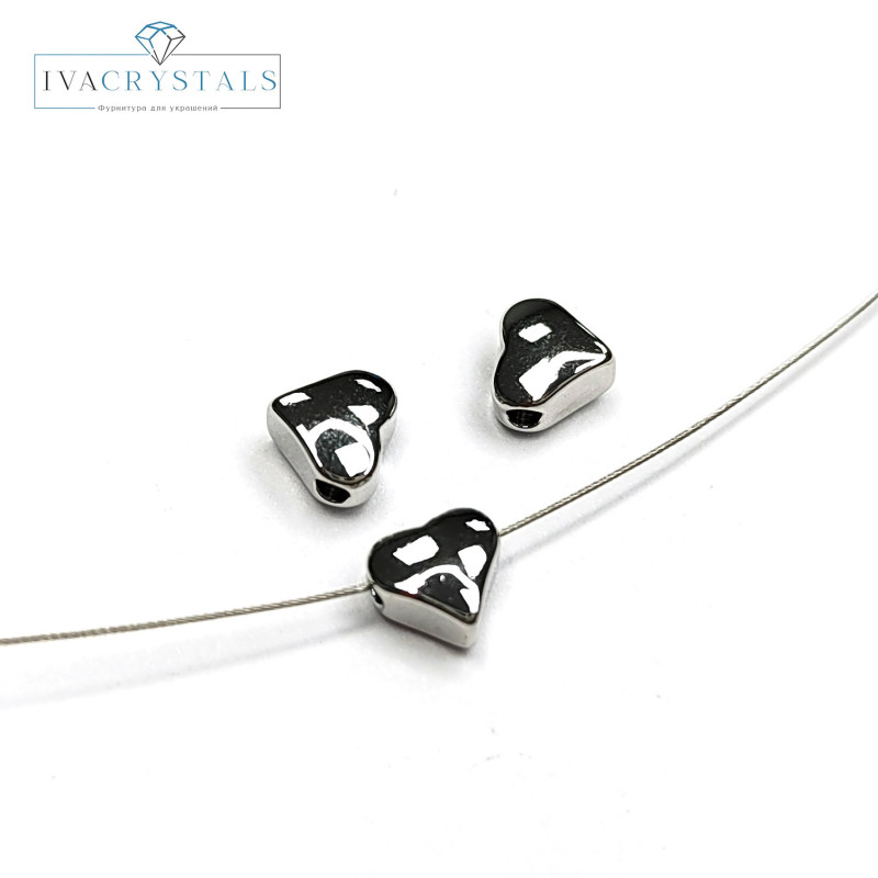 Сердце 6 мм, Разделительная бусина, ШТУКА