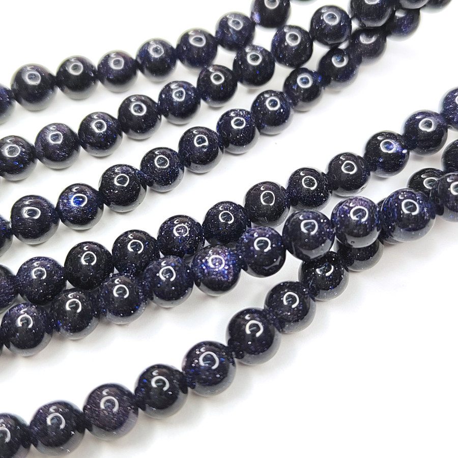 6 мм Авантюрин синий, имитация (стекло), НИТЬ