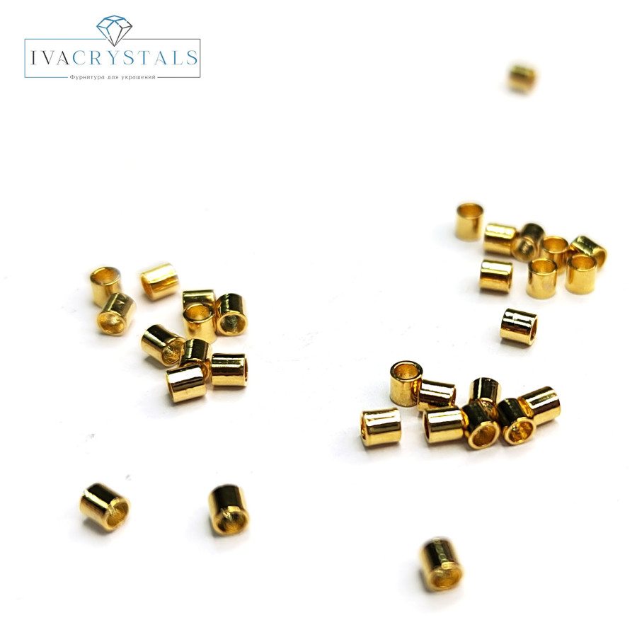 Кримп зажимной 2 мм, Южная Корея, покрытие Позолота, 10 ШТУК