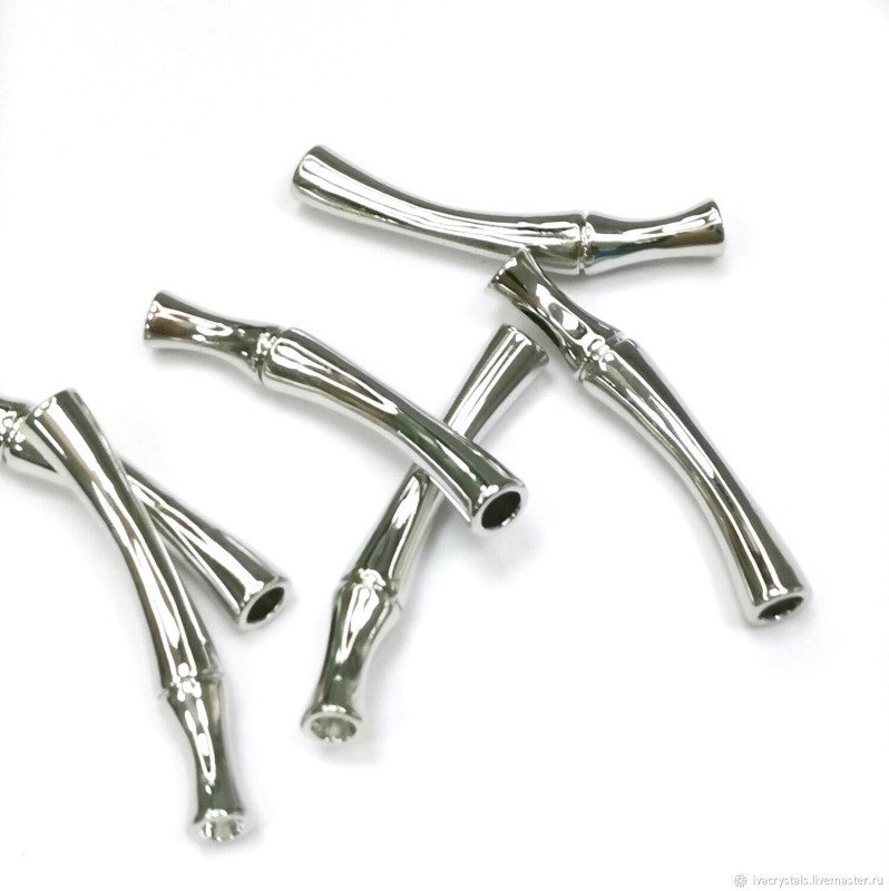 Трубочка 30х4 мм, Разделительная бусина Родий